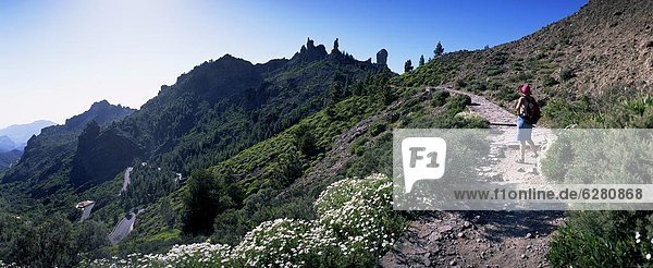Trail to Roque Nublo  Gran Canaria  Canary Islands  Spain  Europe