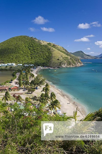 Strand  Ruhe  über  Karibik  Westindische Inseln  Mittelamerika  Ansicht  Erhöhte Ansicht  Aufsicht  heben  Seitenansicht  Fregattvogel  Fregatidae  Bucht  Leeward Islands