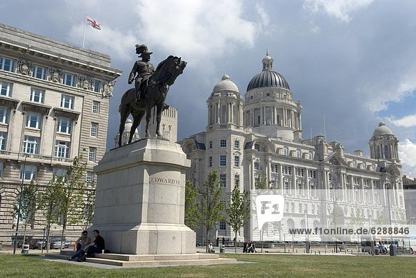 Flussufer  Ufer  Europa  Großbritannien  Statue  Fokus auf den Vordergrund  Fokus auf dem Vordergrund  England  Liverpool  Merseyside
