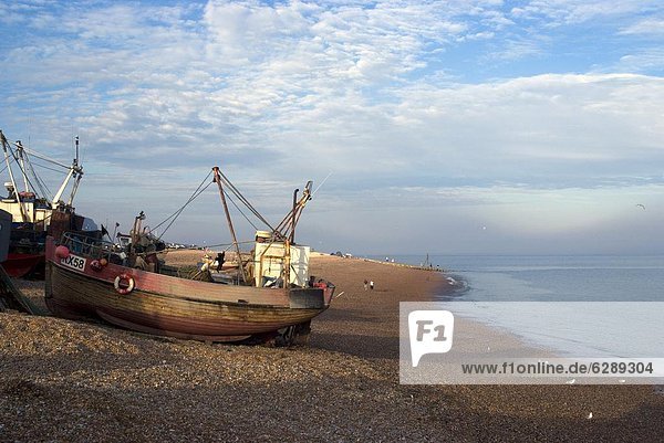 Fishing boats on pebble beach  Hastings  Sussex  England  United Kingdom  Europe