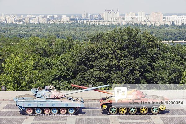 Tanks on display at the Museum of the Great Patriotic War  Kiev  Ukraine  Europe