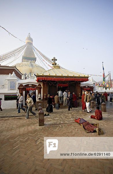 Kathmandu  Hauptstadt  Eingang  Morgendämmerung  fünfstöckig  Buddhismus  sprechen  Tibet  UNESCO-Welterbe  Asien  Nepal  Stupa