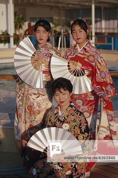 Portrait  Frau  Tradition  halten  Tokyo  Hauptstadt  jung  Ventilator  3  Asien  Japan