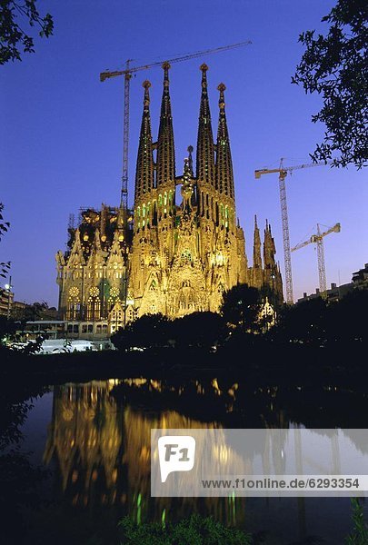 Europa Nacht Kathedrale Barcelona Spanien