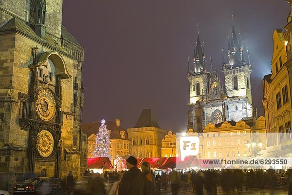 Prag  Hauptstadt  Europa  Stadt  Kathedrale  Quadrat  Quadrate  quadratisch  quadratisches  quadratischer  Zeit  Weihnachten  Tschechische Republik  Tschechien  Tyn  alt