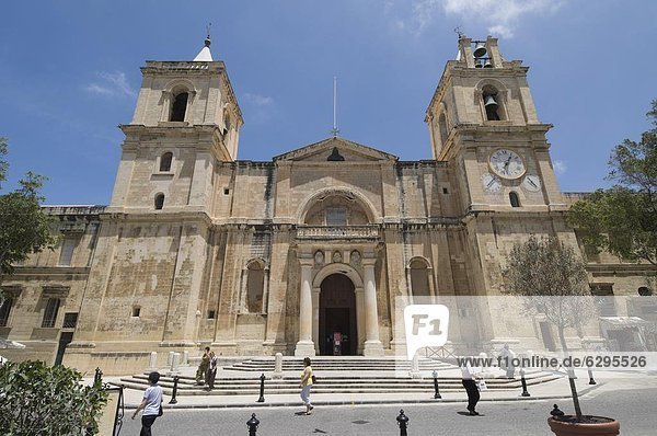 Front exterior of St. John's Co-Cathedral  Valletta  Malta  Europe