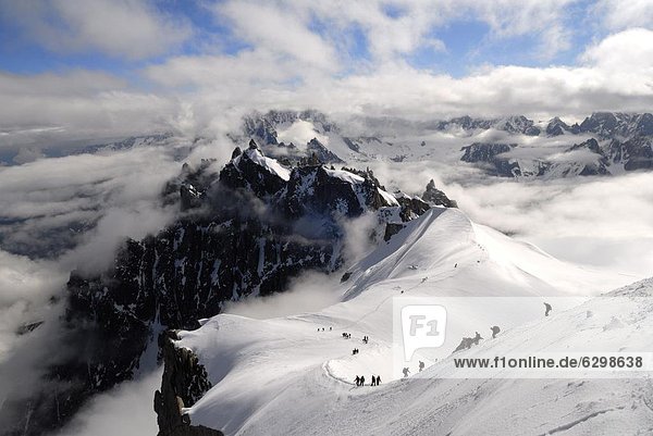 Mountaineers and climbers  Mont Blanc range  French Alps  France  Europe