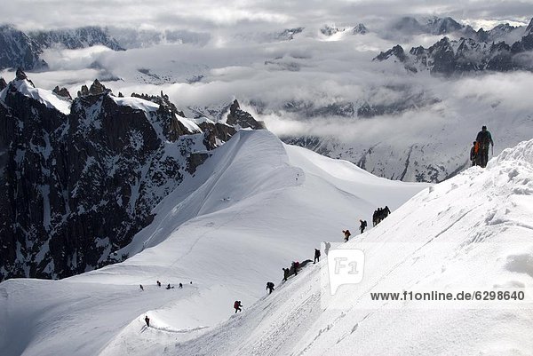 Mountaineers and climbers  Mont Blanc range  French Alps  France  Europe