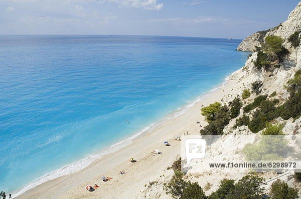 Egremnoi Beach  400 steps down to beach  said to be one of the top beaches in Europe  on west coast of Lefkada (Lefkas)  Ionian Islands  Greek Islands  Greece  Europe