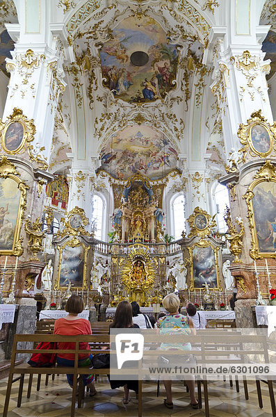 Interior of Andechs Abbey  a Benedict monastery  Andechs  Bavaria  Germany  Europe