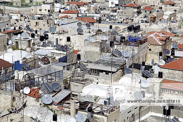 Blick vom Turm der evangelischen Erlöserkirche  Jerusalem mit Felsendom  Yerushalayim  Israel  Naher Osten