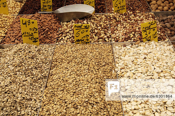 Nüsse zum Verkauf Markt Jerusalem Israel Naher Osten