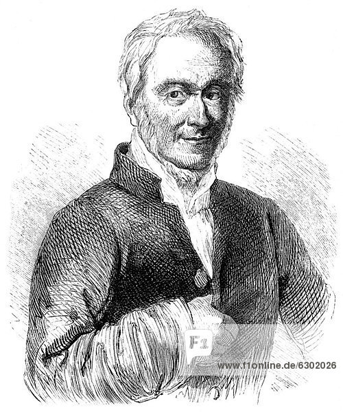 Historische Zeichnung aus dem 19. Jahrhundert  Portrait von Ernst Moritz Arndt  1769 - 1860  ein deutscher Schriftsteller und Abgeordneter der Frankfurter Nationalversammlung