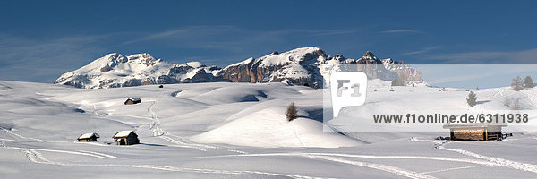 Winterlandschaft am Sellastock  Dolomiten  Südtirol  Italien