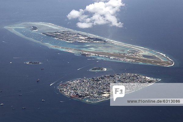 Male mit Flughafen-Insel  Malediven  Luftaufnahme