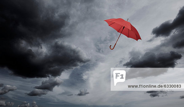 Wolke ,Regenschirm, Schirm ,Himmel ,fließen ,rot