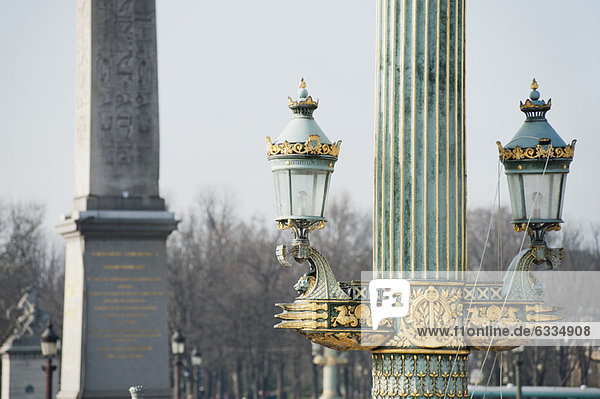 Ornate lamp post in Place de la Condorde  Paris  France
