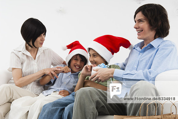 Family celebrating Christmas together