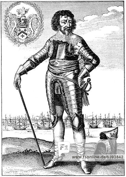 Historic drawing  portrait of Robert Rich  2nd Earl of Warwick  1587 - 1658  an English colonial administrator  admiral and puritan