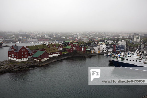 Boats and ships in the harbour  Thorshavn  Faroe Islands  Denmark  Europe