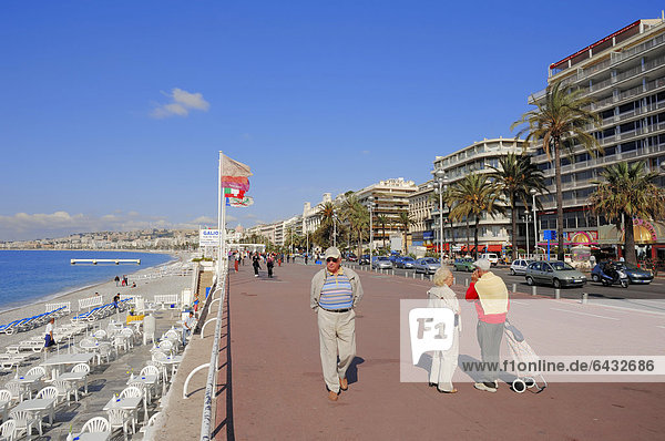 Beach promenade Promenade des Anglais Nice Alpes-Maritimes department Provence-Alpes-Cote d'Azur region Southern France France Europe PublicGround