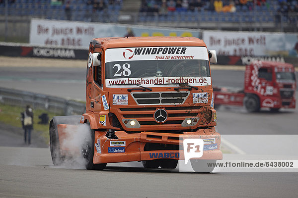 Renntrucks auf der Grand-Prix-Strecke des Nürburgrings beim Truck-Grand-Prix 2012  Nürburgring  Rheinland-Pfalz  Deutschland  Europa