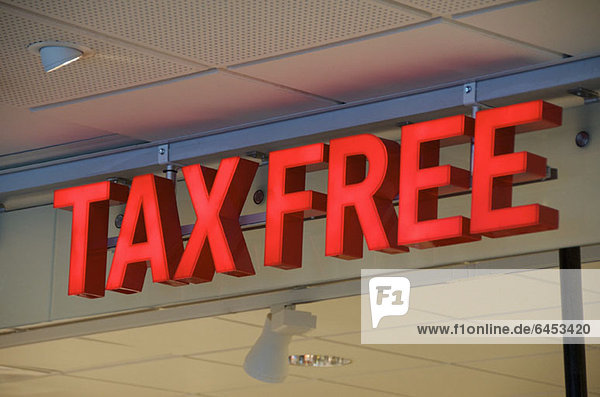 Steuerfreies Schild am Flughafen