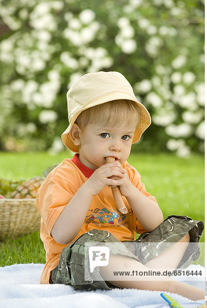 Little boy in the garden