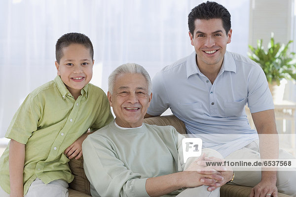 Portrait of multi-generational Hispanic male family members