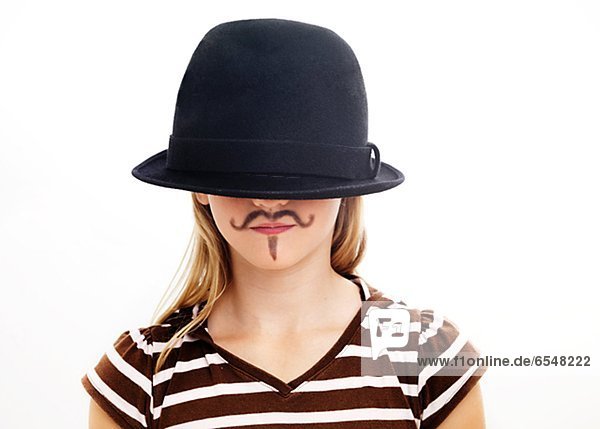 Studioaufnahme  Portrait  Hut  Illusion  Kleidung  Mädchen