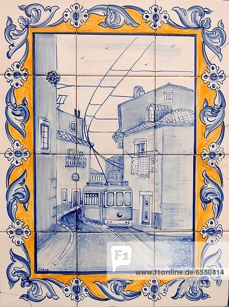Portugal  Azulejo with typical tram