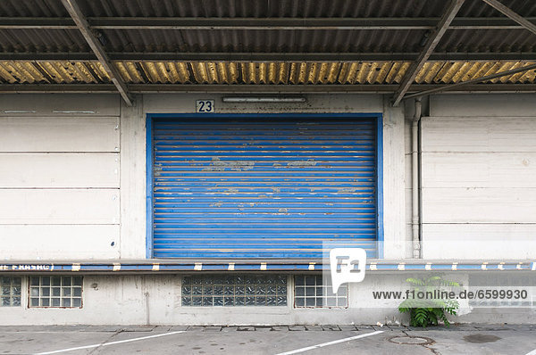 Loading dock with roller shutters  Osthafen harbour  Frankfurt am Main  Hesse  Germany  Europe  PublicGround