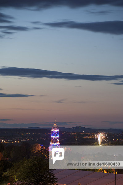 Illuminated Killesbergturm look-out at the Festival of Lights  Stuttgart  Baden-Wuerttemberg  Germany  Europe