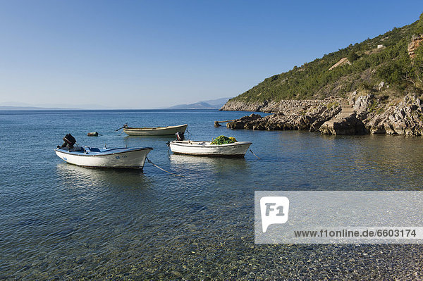Fishing boats in a bay near Senj  Adriatic Sea  Kvarner Gulf  Istria  Croatia  Europe