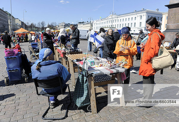Souvenir stall in the market square  harbour of Helsinki  Finland  Europe