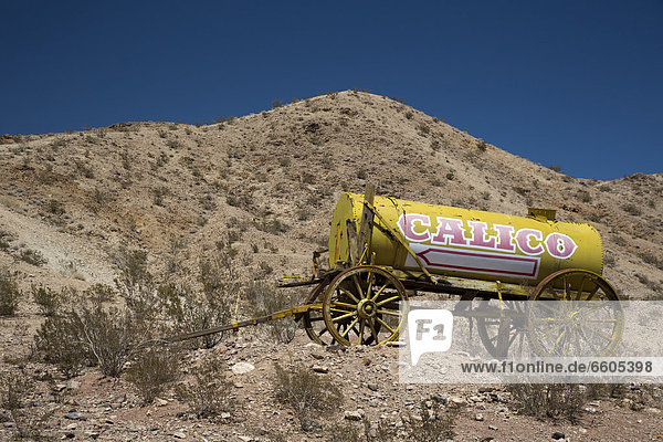 Wasser-Wagen in Calico Ghost Town Geisterstadt eine Silberbergbau-Stadt von ca. 1880 in der Mojave-Wüste als Touristenattraktion renoviert Barstow Kalifornien USA