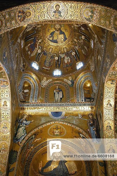 Byzantine Gold Mosaics In Cappella Palatina Chapel Of Norman Palace