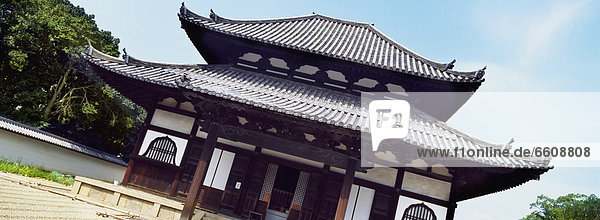 Canted Angle Photograph Of Kaidan-In Buddhist Temple.