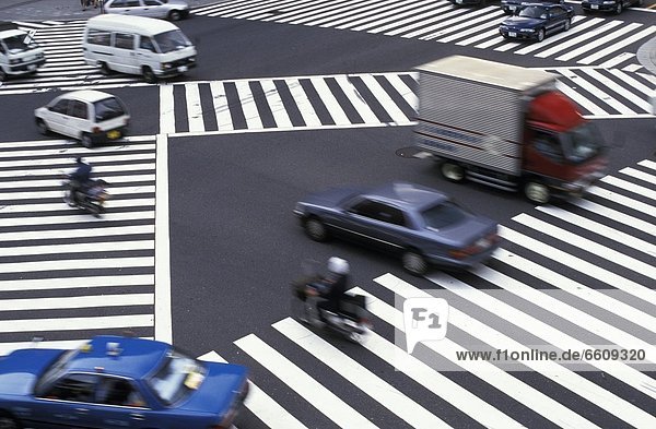 Pedestrian Crossing In Ginza  High Angle View