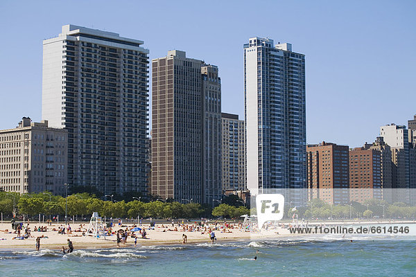Vereinigte Staaten von Amerika  USA  hoch  oben  Mensch  Menschen  Strand  Gebäude  aufwärts  Straße  Hintergrund  Eiche  Chicago  Illinois