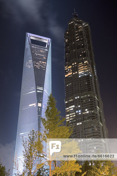 World Financial Building  Next To Jin Mao Building  At Night © Elena Roman Durante / Axiom
