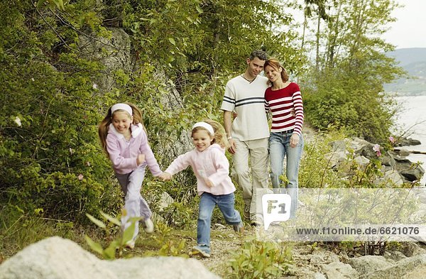 Family Goes For A Walk