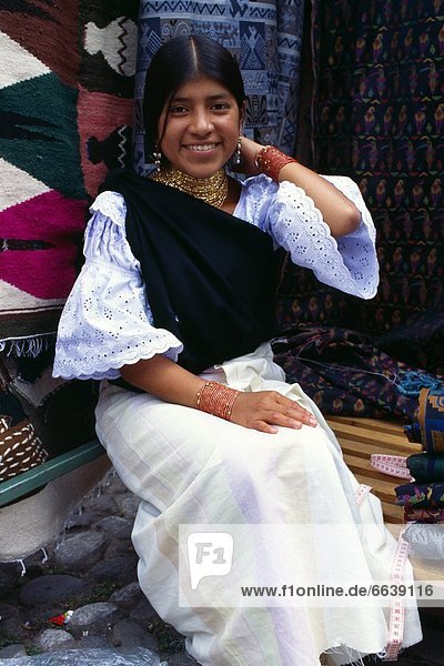 Portrait Of Ecuadorian Woman At Market.