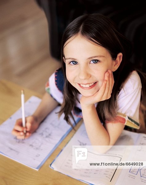 Little Girl Happy To Do Homework