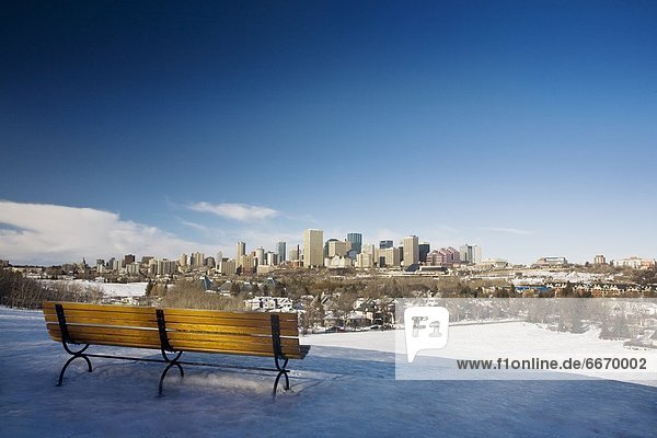 Winter  Sitzbank  Bank  Ansicht  Alberta  Kanada  Edmonton