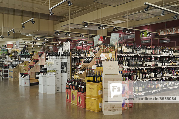 Wine Section in a Supermarket