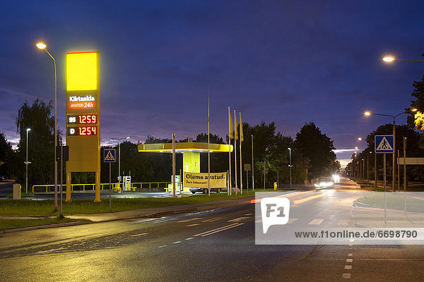 Estonian Gas Station at Night