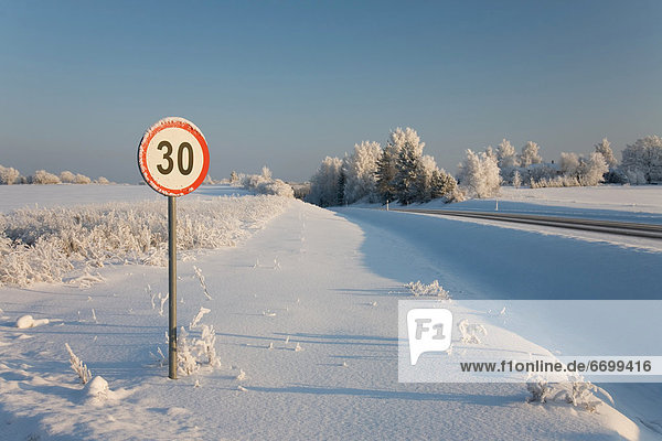 Roadside Sign in Winter