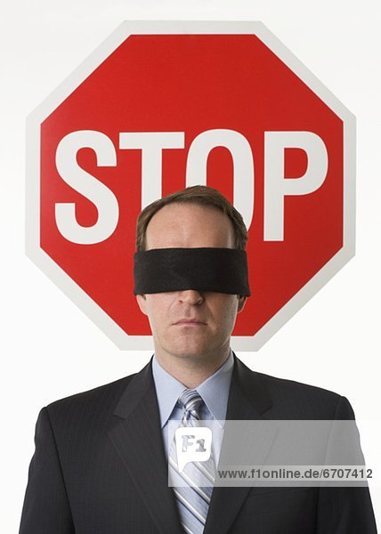 Mann  Zeichen  Ende  Augenbinde  Kleidung  Stoppschild  Signal  einstellen