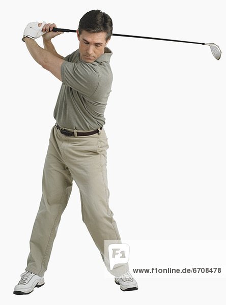 Mann  schießen  Studioaufnahme  Golfsport  Golf  spielen